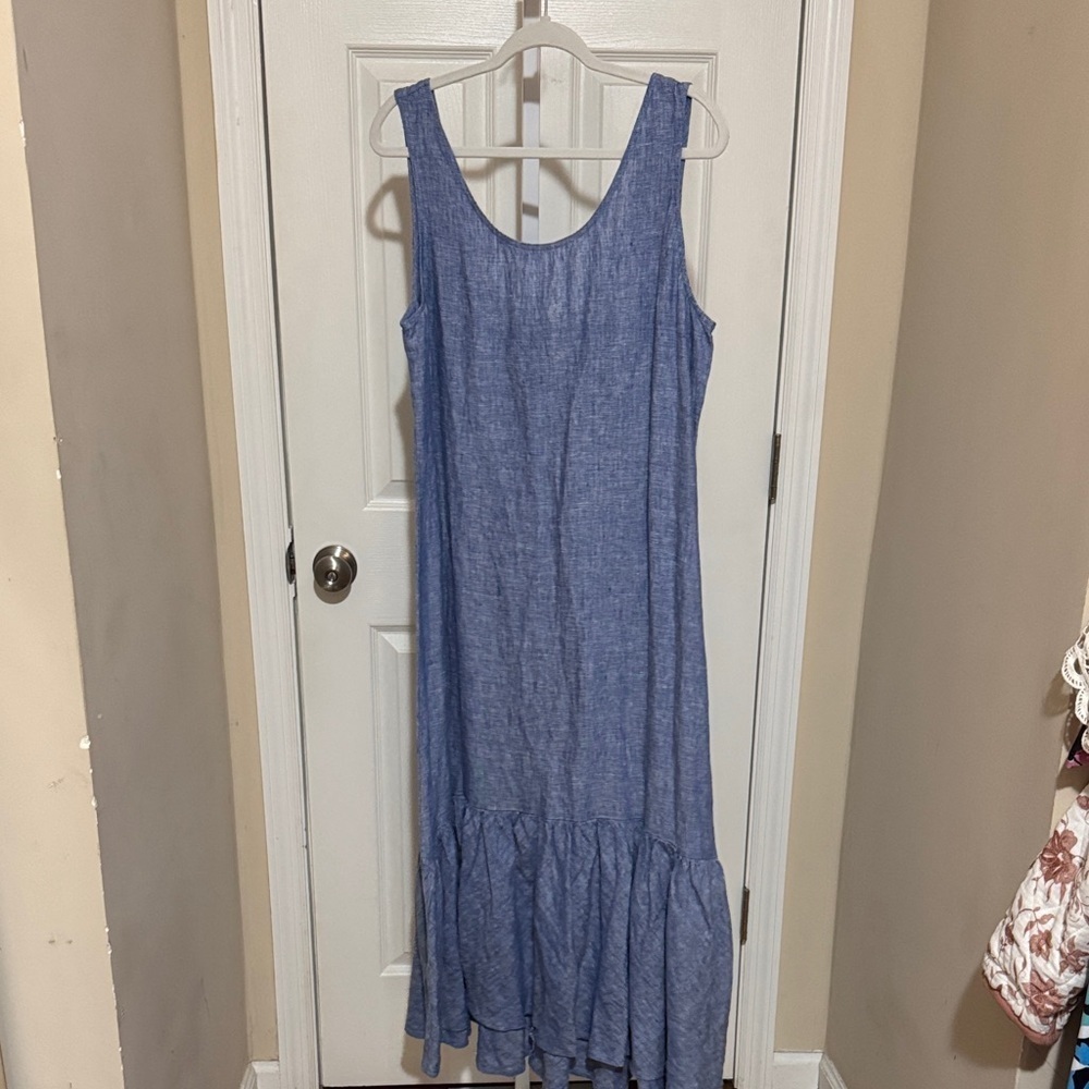Polo Linen Ralph Lauren Blue Sleeveless Dress 100% linen NWT
